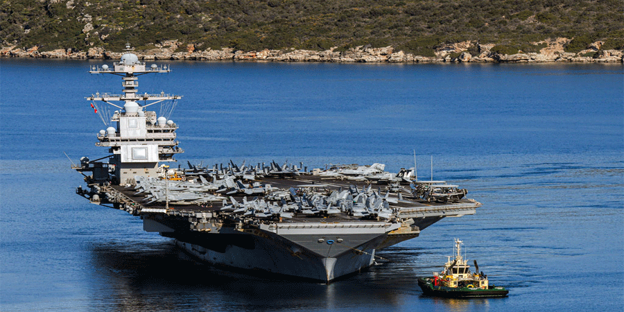 ইরানের উপকূল থেকে ২০০ কিমি দূরে মার্কিন বিমানবাহী রণতরি ও দুই যুদ্ধজাহাজ