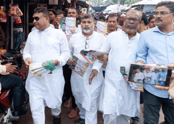 মোরেলগঞ্জে ধানের শীষে ভোট চেয়ে গণসংযোগ