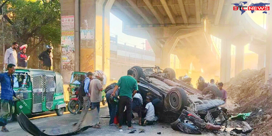 চট্টগ্রামে এক্সপ্রেসওয়ে থেকে গাড়ি ছিটকে পড়ে পথচারী নিহত, আহত-৪