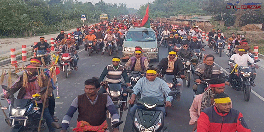 মেহেরপুর-২ আসনে বিএনপির প্রার্থী আমজাদ হোসেনের মোটরসাইকেল র্যালি