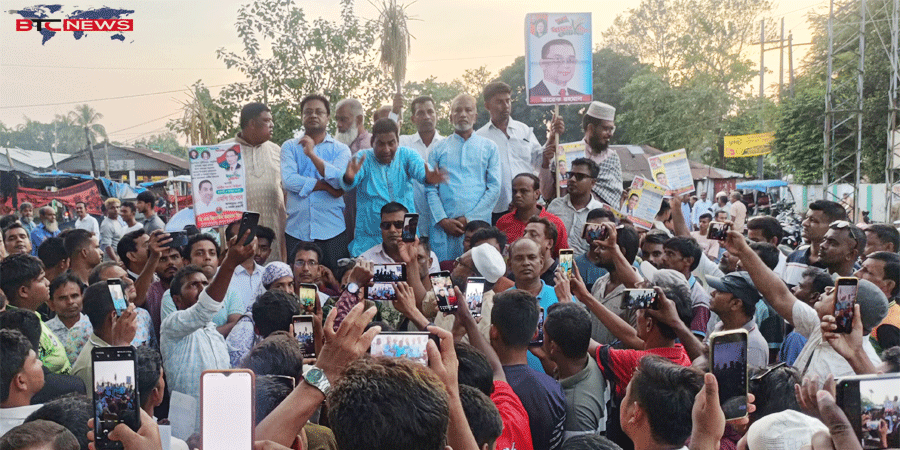 বাগমারায় বিএনপি প্রার্থী ডিএম জিয়ার শুভেচ্ছা বিনিময়