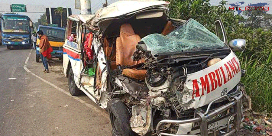 ভাঙ্গায় ট্রাক–অ্যাম্বুলেন্সের মুখোমুখি সংঘর্ষে নিহত-৩, আহত-২