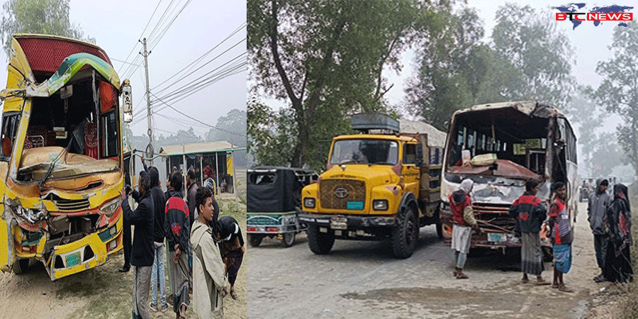 ঘন কুয়াশায় ময়মনসিংহে দুই বাসের মুখোমুখি সংঘর্ষে আহত-১১