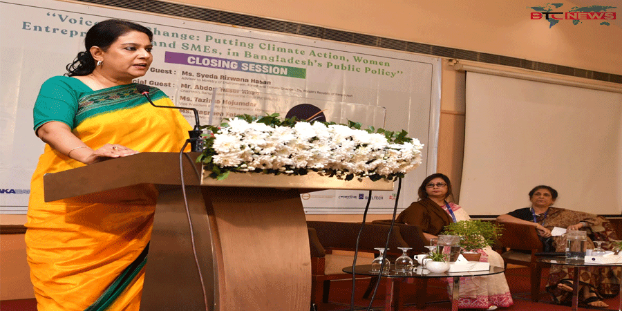 জলবায়ু পরিবর্তনে নারীর উদ্ভাবনী উদ্যোগেই ঘুরে দাঁড়াচ্ছে পরিবার-অর্থনীতি : পরিবেশ উপদেষ্টা