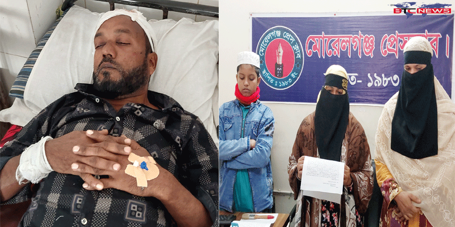 গ্রামপুলিশের বিরুদ্ধে সংবাদ সম্মেলনে অভিযোগ: মোরেলগঞ্জে ব্যবসায়ীকে কুপিয়ে জখম