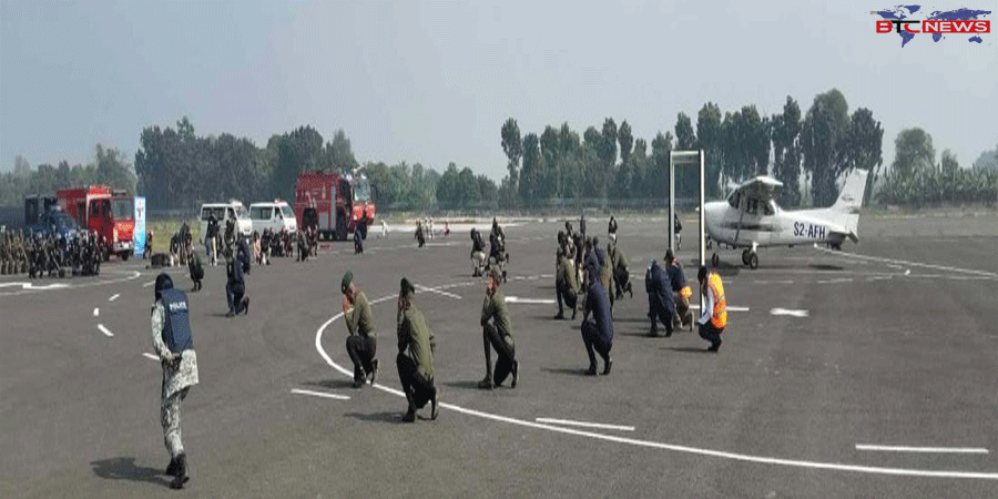 রাজশাহীর শাহ মখদুম বিমানবন্দরে ঝুঁকি মোকাবিলায় যৌথ নিরাপত্তা মহড়া