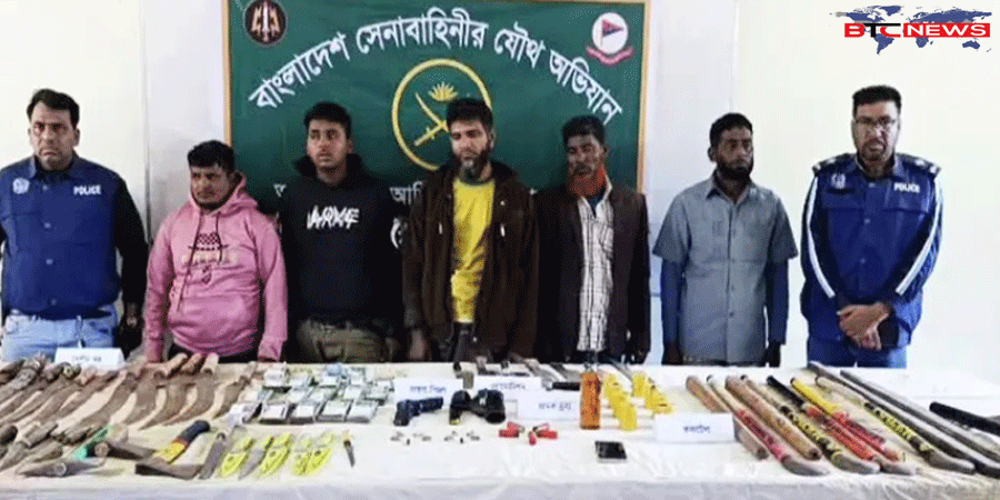 আড়াইহাজারে যৌথ অভিযানে বিদেশি অস্ত্রসহ গ্রেপ্তার-৫