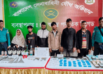 রাজধানীর সায়েদাবাদে অস্ত্র, গোলাবারুদ ও বিপুল পরিমাণ মাদকসহ আটক-৬