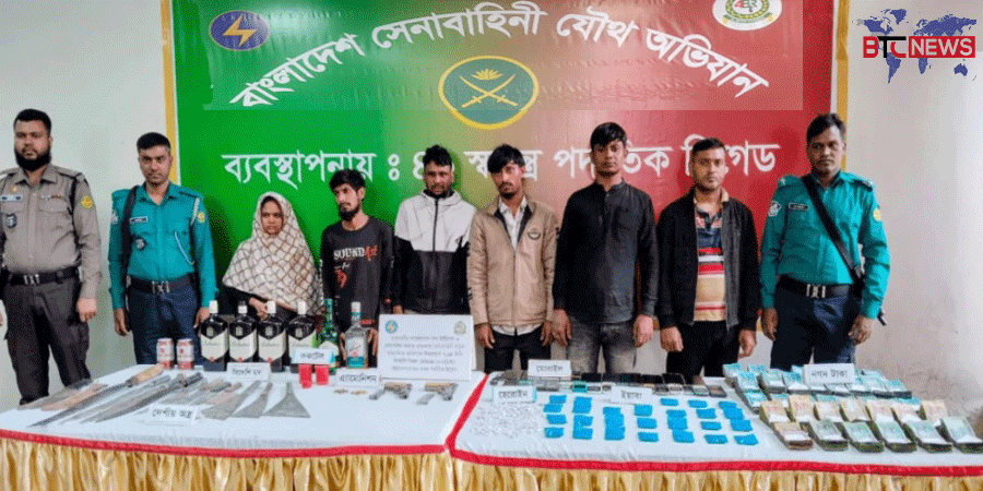 রাজধানীর সায়েদাবাদে অস্ত্র, গোলাবারুদ ও বিপুল পরিমাণ মাদকসহ আটক-৬