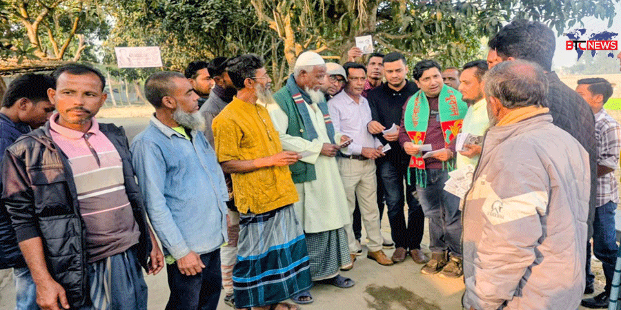 আদমদীঘিতে ধানের শীষে ভোট চেয়ে যুবদলের গণসংযোগ