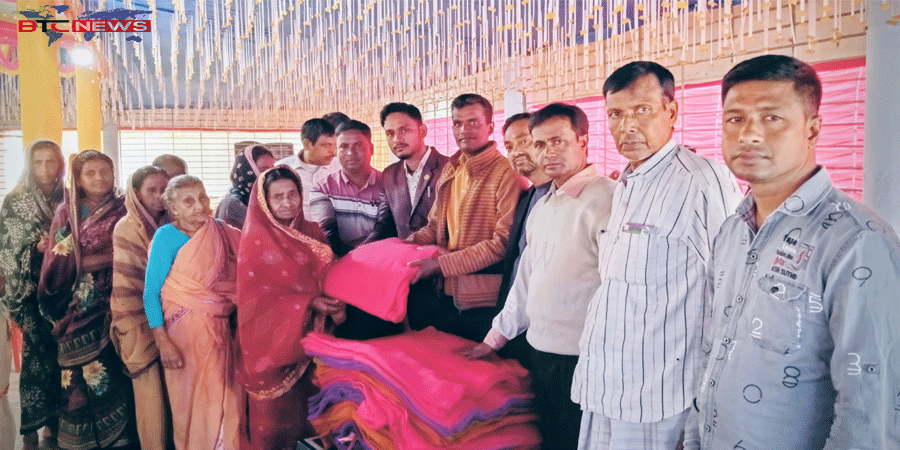 আদমদীঘিতে সনাতন ধর্মালম্বী পরিবারের মাঝে শীতবস্ত্র বিতরণ