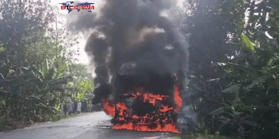 ফতেপুরে চলন্ত যাত্রীবাহী বাসে ভয়াবহ আগুন