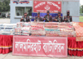 সীমান্তে বিজিবির অভিযানে বিপুল পরিমাণ ভারতীয় শাড়ি জব্দ