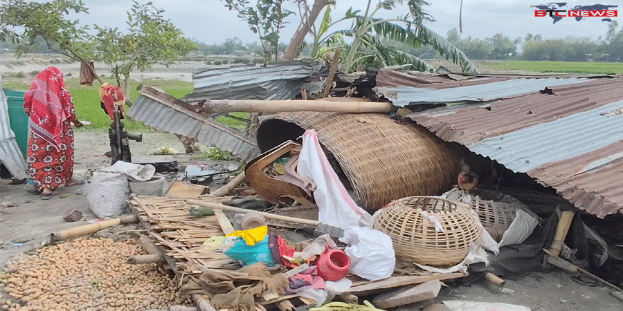 লালমনিরহাটে ঝড়ে অসংখ‌্য গ্রাম লন্ডভন্ড !