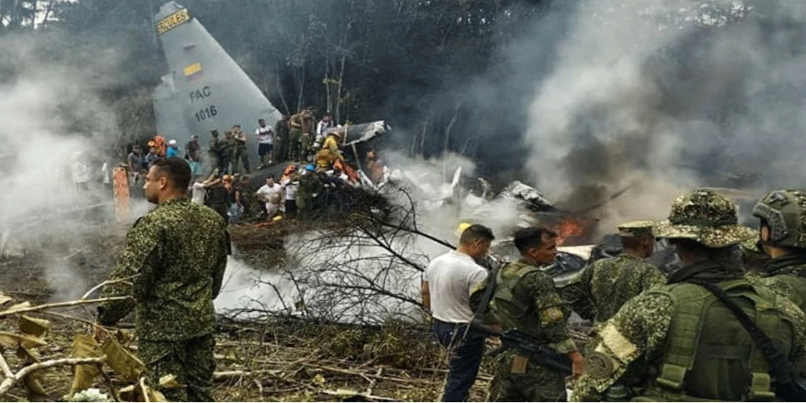 কলম্বিয়ায় সামরিক বিমান বিধ্বস্তের ঘটনায় নিহতের সংখ্যা বেড়ে ৬৬